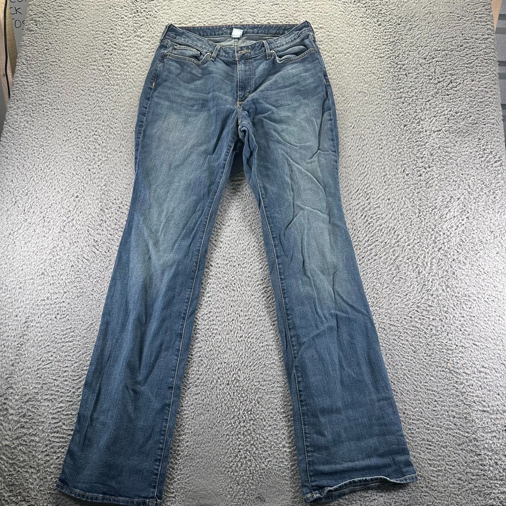 Eddie Bauer Jeans Womens 10 Blue‎ Cotton Denim Bootcut Leg Curvy Workwear Faded